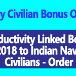 Productivity Linked Bonus 2018 to Indian Navy Civilians